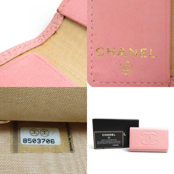 55505f 10 c Chanel Caviar Skin Leather Key Case Pink