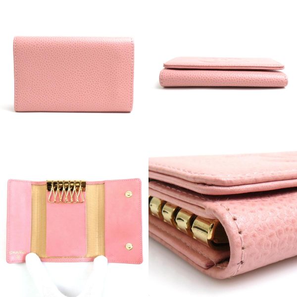 55505f 2 c Chanel Caviar Skin Leather Key Case Pink