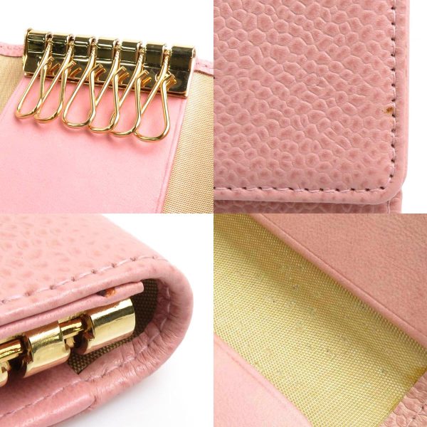 55505f 6 c Chanel Caviar Skin Leather Key Case Pink