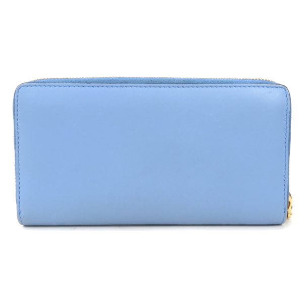 55523i 1 Gucci Leather Round Zipper Long Wallet Blue