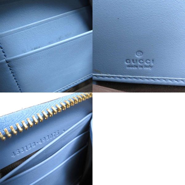 55523i 10 c Gucci Leather Round Zipper Long Wallet Blue