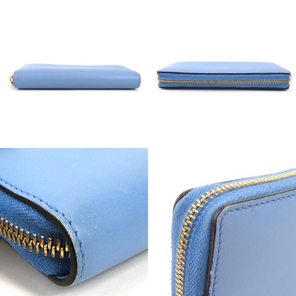 55523i 2 c Gucci Leather Round Zipper Long Wallet Blue