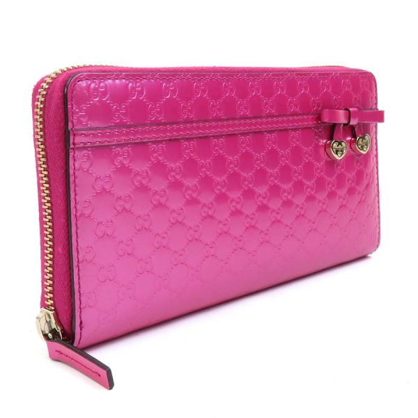 55653f 1 Gucci Guccisima Patent Leather Round Zipper Long Wallet Pink