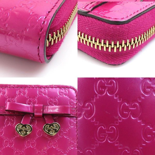 55653f 6 c Gucci Guccisima Patent Leather Round Zipper Long Wallet Pink