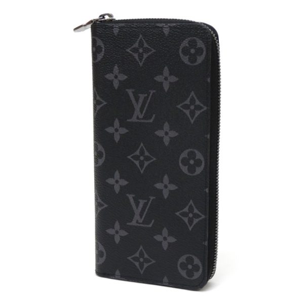 55664 1 Louis Vuitton Long Wallet Vertical Monogram Eclipse Black