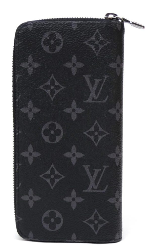 55664 2 Louis Vuitton Long Wallet Vertical Monogram Eclipse Black