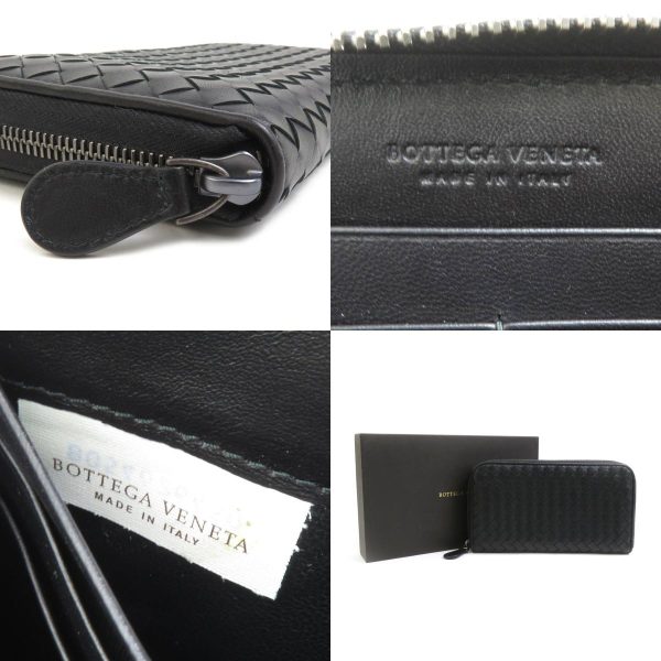 55687f 4 c Bottega Veneta Round Zipper Long Wallet Intrecciato Leather Black