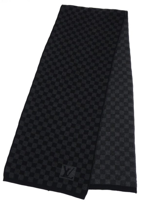 55806 2 Louis Vuitton Escharpe Petit Muffler Damier Graphite Black