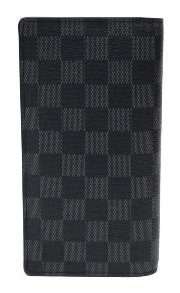 56339 2 Louis Vuitton Long Wallet Portefeuille Damier Graphite Black