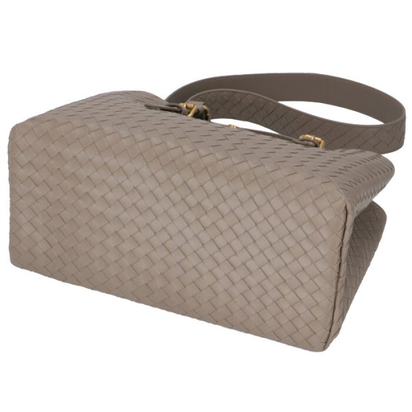 576336vq13c2445 3 Bottega Veneta Roma S Shoulder Limestone Gold