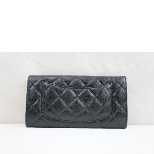 57783 2 Chanel Matelasse Large Caviar Leather Wallet Black