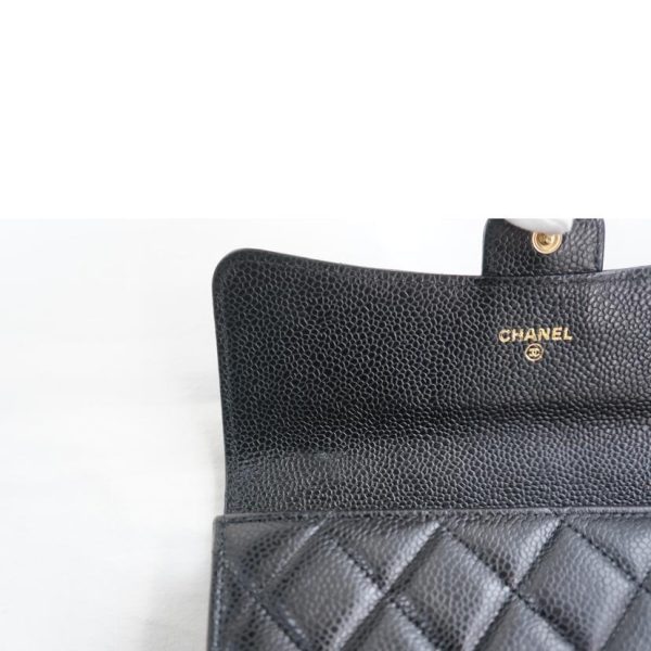 57783 7 Chanel Matelasse Large Caviar Leather Wallet Black