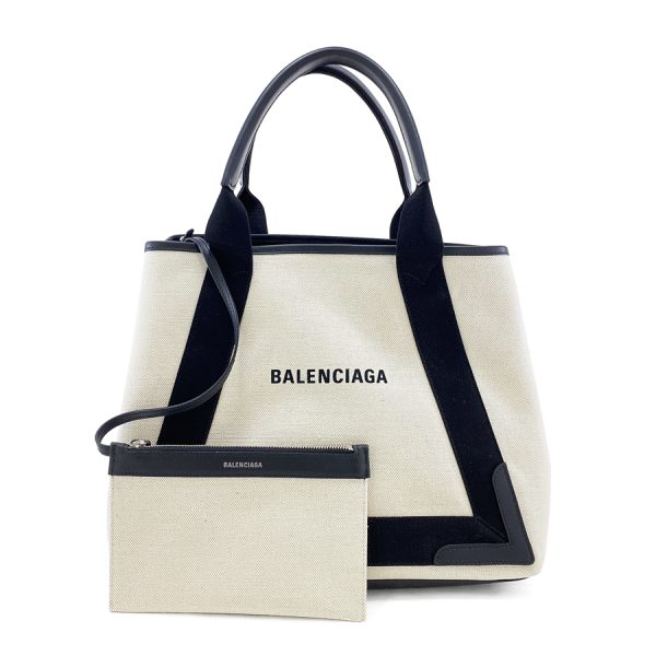 581292 aq38n 1081 01 Balenciaga Tote Bag Navy Cabas M Canvas Black