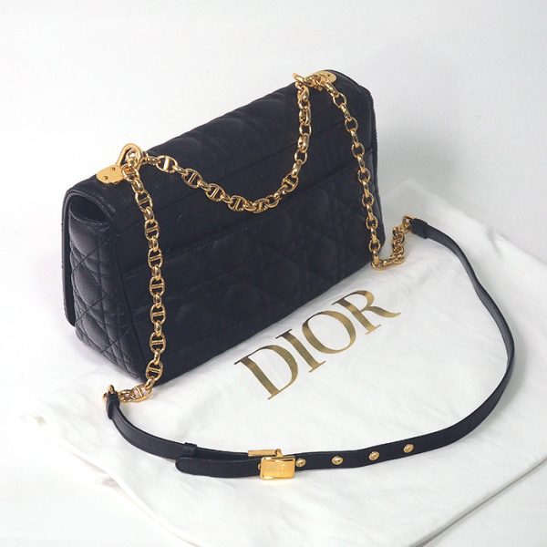 5856 7 Christian Dior Caro Medium Chain Shoulder Bag Black