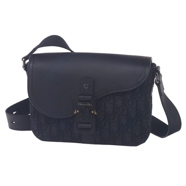 5857 Christian Dior Saddle Flap Small Messenger Shoulder Bag Black