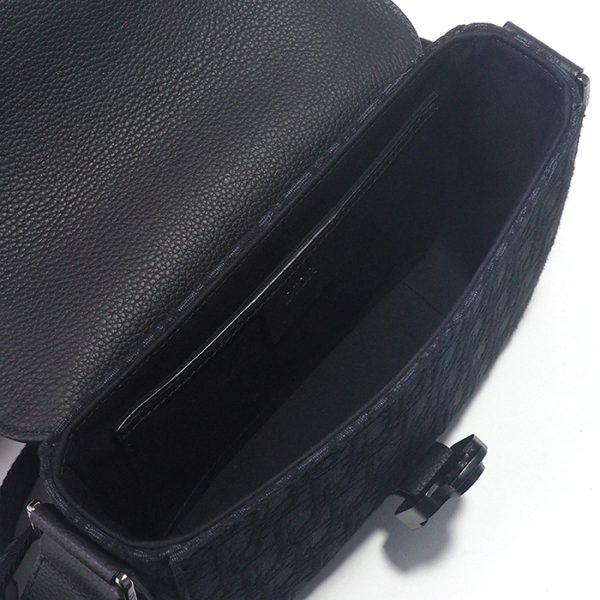 5857 1 Christian Dior Saddle Flap Small Messenger Shoulder Bag Black