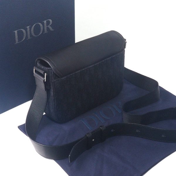 5857 7 Christian Dior Saddle Flap Small Messenger Shoulder Bag Black