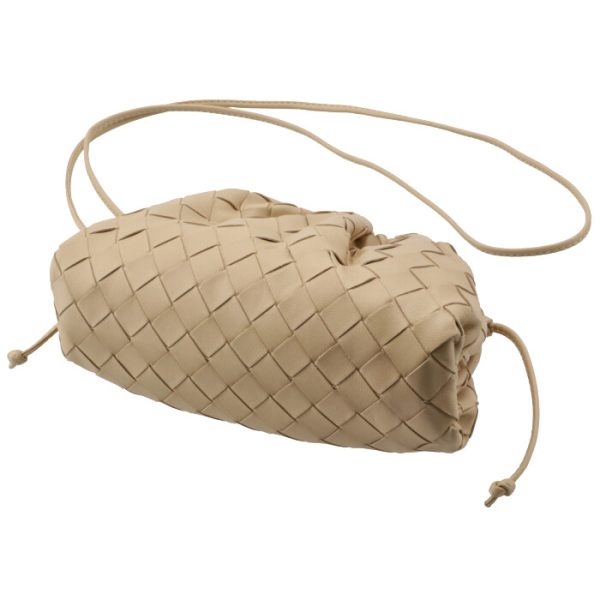 585852vcpp19776 3 Bottega Veneta Mini The Pouch Intrecciato Shoulder Bag Beige