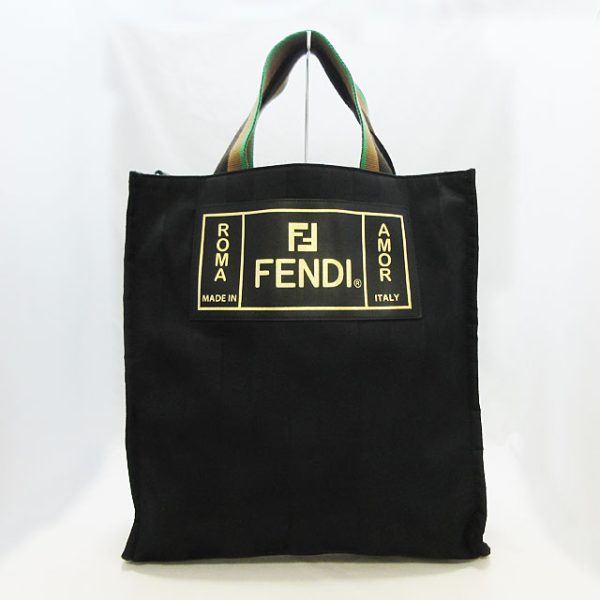 5921 Fendi Nylon Stripe Handbag Black