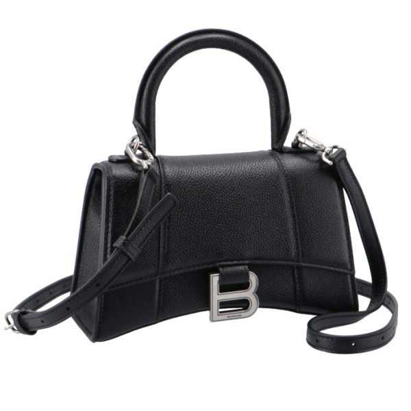 5928331izhy1000 Balenciaga Hourglass Top Handle Shoulder Bag Black