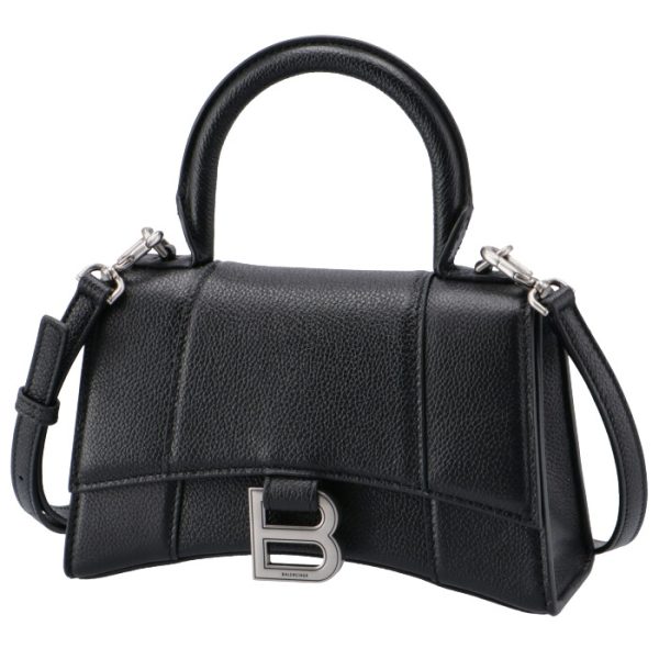 5928331izhy1000 1 Balenciaga Hourglass Top Handle Shoulder Bag Black