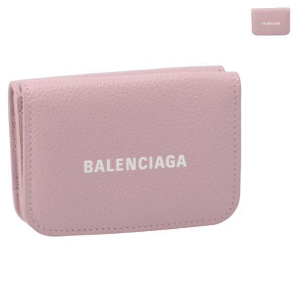 5938131izi3 Balenciaga Logo Trifold Mini Wallet White