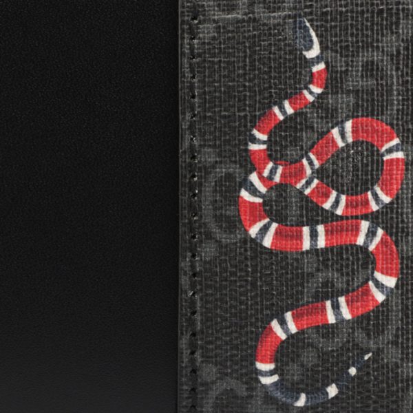 597554hvfan1058 3 Gucci King Snake Print GG Card Case Black