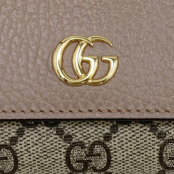 598587 17wag 5788 07 Gucci GG Marmont Leather Bifold Wallet Pink Beige