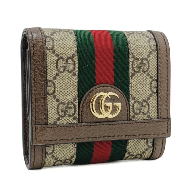 598662 96iwg 8745 01 Gucci Ophidia GG Supreme Leather Beige Ebony Wallet