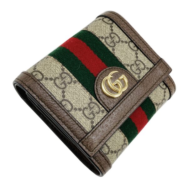 598662 96iwg 8745 06 Gucci Ophidia GG Supreme Leather Beige Ebony Wallet