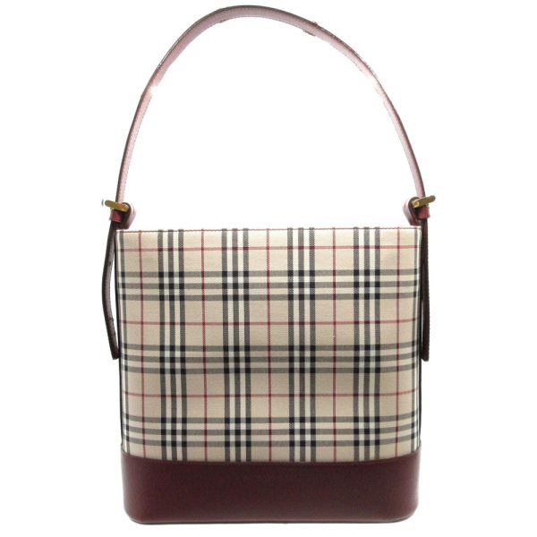 5j0108ela5 d1 Burberry Check Canvas Leather Shoulder Bag Re