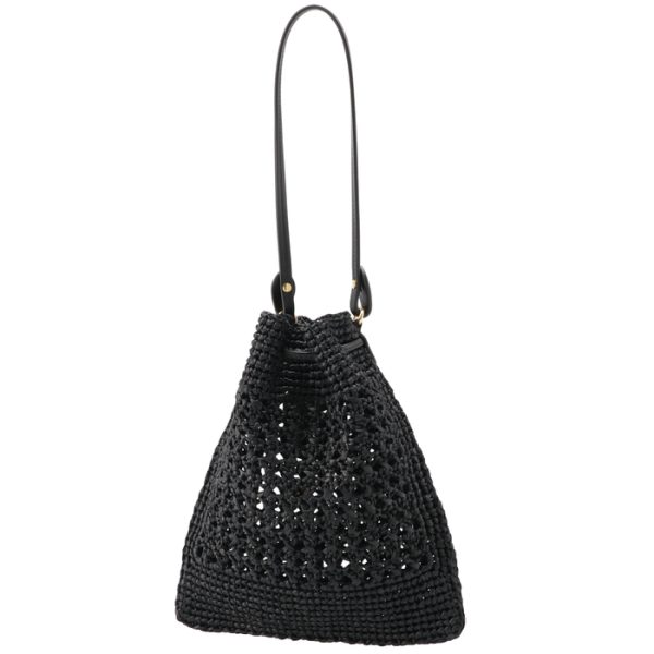 5nd0162do1889 2 Miu Miu Logo Drawstring Crochet Nero Naturale