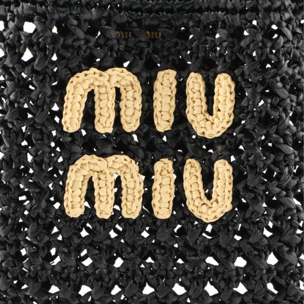 5nd0162do1889 4 Miu Miu Logo Drawstring Crochet Nero Naturale