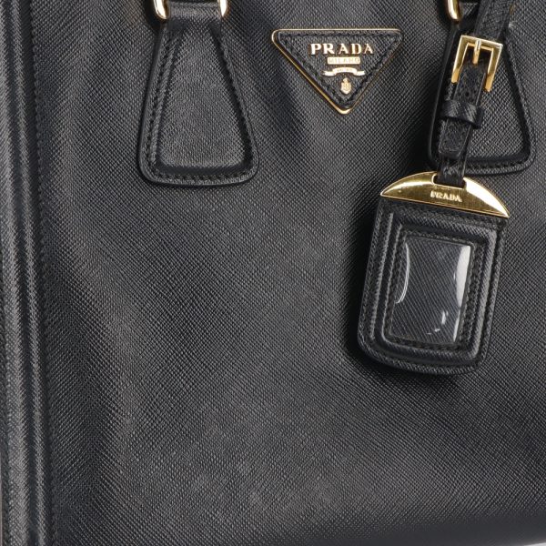 5prd16 00023 11 Prada Saffiano Handbag 2way Shoulder Black White