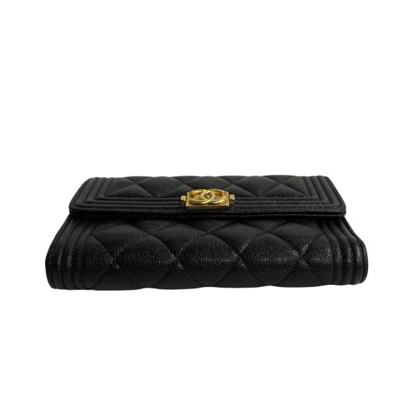 5sbk a2790506 7 Chanel Boy Matelasse Caviar Skin Leather Bifold Wallet Black