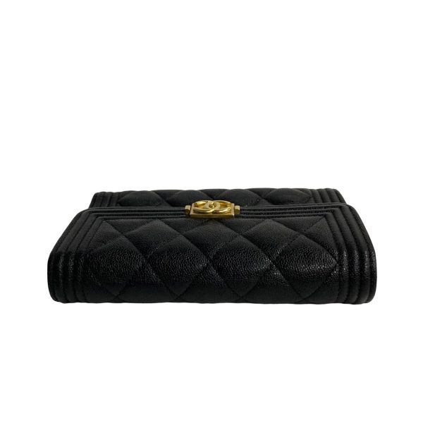 5sbk a2790506 8 Chanel Boy Matelasse Caviar Skin Leather Bifold Wallet Black