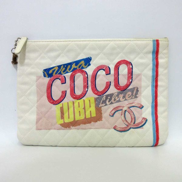 6 cha200926 2ta Chanel Pouch Cruise Lines Canvas Clutch Bag Multicolor