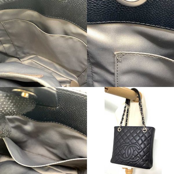 6 cha231130 1ta 08 Chanel Pst Chain Matelasse Coco Mark Leather Tote Bag Black