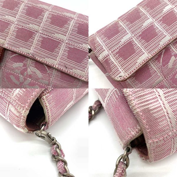 6 cha240122 2ta 04 Chanel Horizontal Long Coco Mark Nylon Shoulder Bag Pink