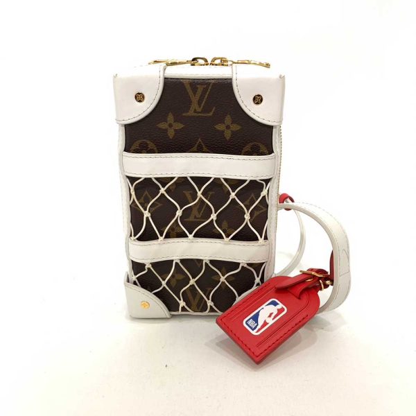 6 lv230825 1ta Louis Vuitton Soft Trunk Phone Box Mini Shoulder Bag NBA Collaboration White