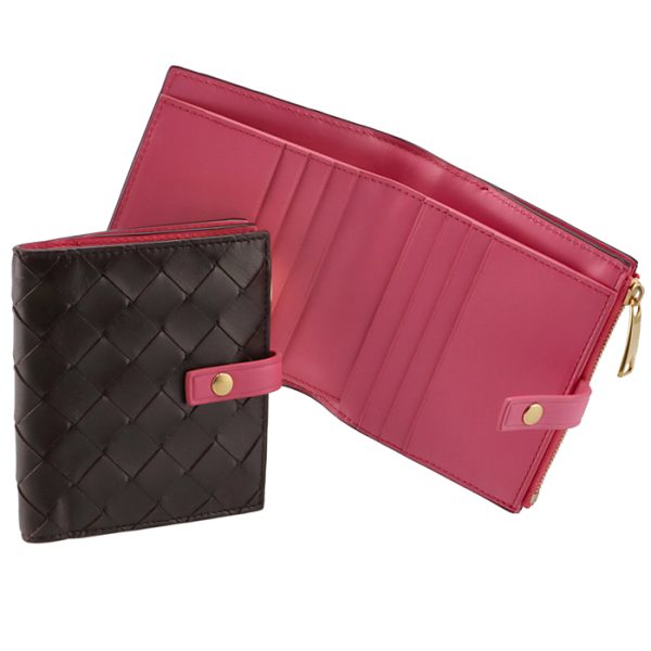 600270vcpp85059 Bottega Veneta Wallet Bifold Intrecciato Womens Bicolor Pink