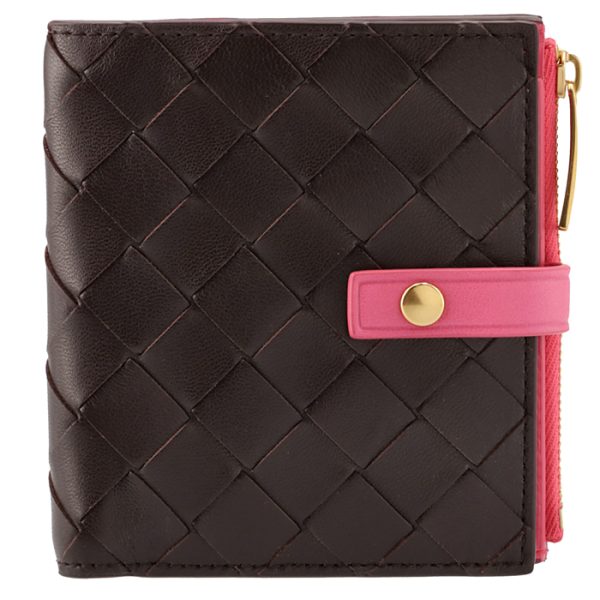 600270vcpp85059 1 Bottega Veneta Wallet Bifold Intrecciato Womens Bicolor Pink