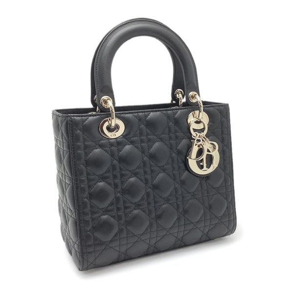 60202045 1 Christian Dior Lady Dior Medium Lambskin Handbag Black