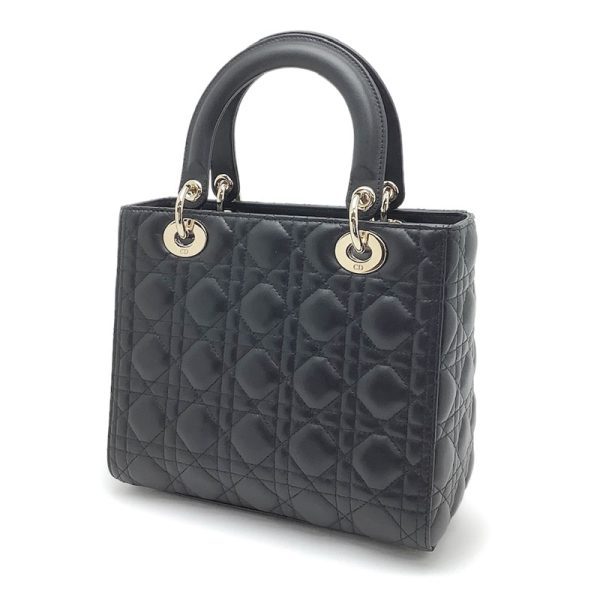 60202045 2 Christian Dior Lady Dior Medium Lambskin Handbag Black