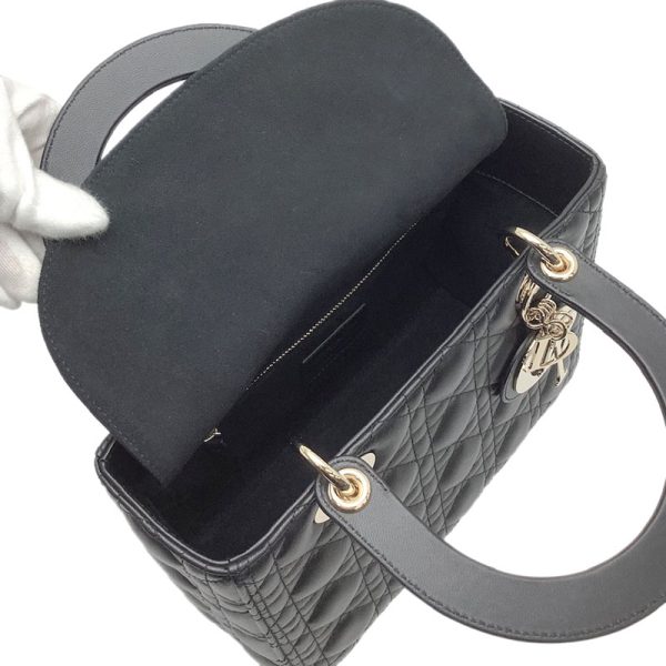 60202045 3 Christian Dior Lady Dior Medium Lambskin Handbag Black