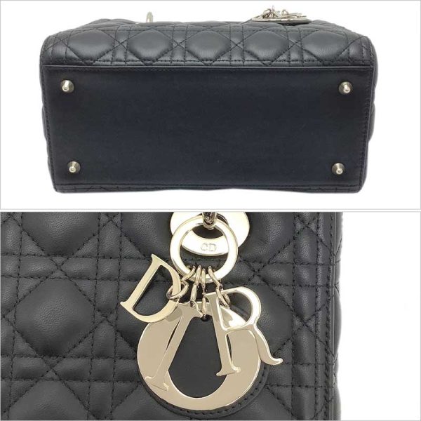 60202045 5 Christian Dior Lady Dior Medium Lambskin Handbag Black