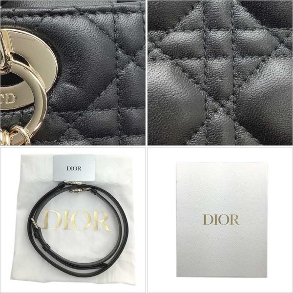 60202045 7 Christian Dior Lady Dior Medium Lambskin Handbag Black