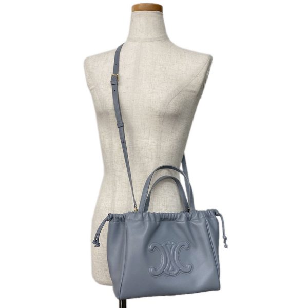 60411059 4 Celine Small Hippo Triomphe Smooth Calfskin Gray