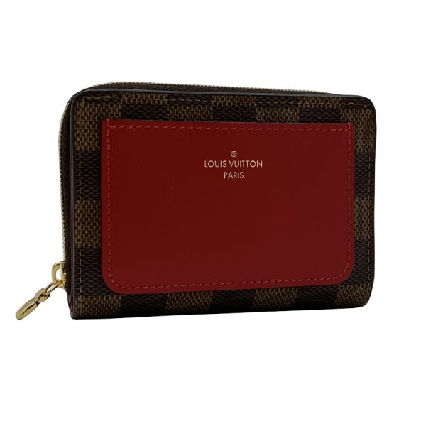 60500 1 Louis Vuitton Damier Wallet Bifold Portefeuille Roux Round Zipper Red