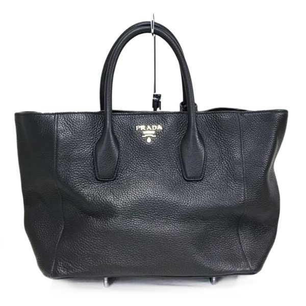 60643 1 Prada Medium Leather Tote Bag Black